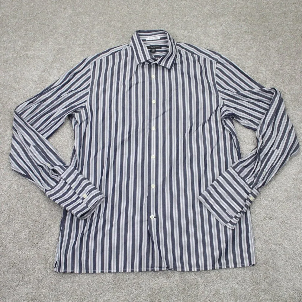Banana Republic Shirt Mens Large Blue/Gray Slim Fit Albini Italian Fabric Cotton